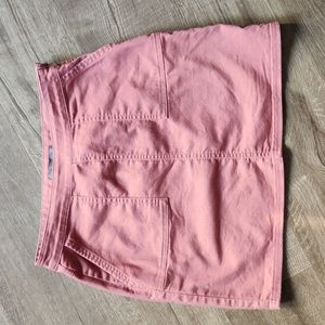 PRANA side zip stretch denim short skirt Size 4 coral EUC